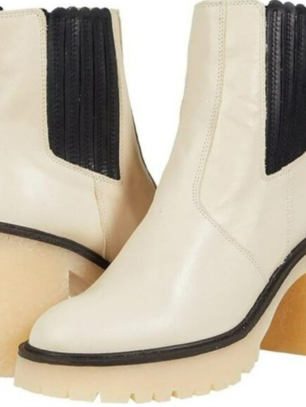 Free People James Chelsea Boots White/Bone 39.5 Leather Made In Spain Fall Boots - Picture 2 of 14